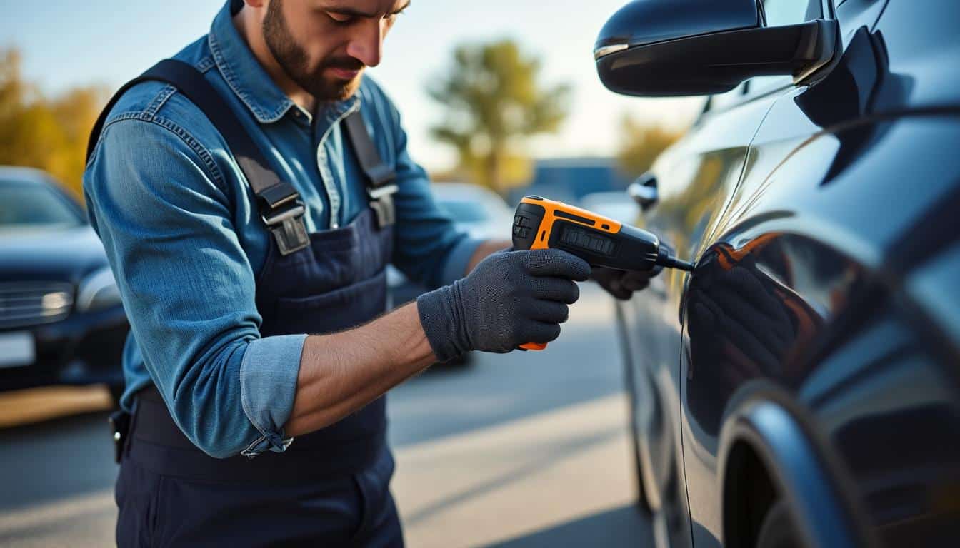 découvrez comment le testeur d'épaisseur de peinture magnétique aide à détecter les véhicules accidentés lors de l'achat d'une voiture d'occasion pour un achat serein et sécurisé.