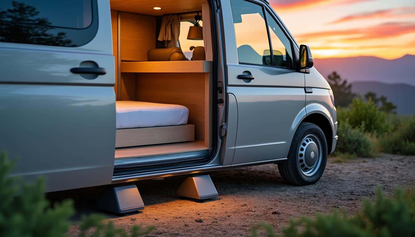 découvrez comment l'installation de cales de mise à niveau en camping-car améliore votre confort en vous permettant de dormir à plat, pour une expérience vanlife optimale.