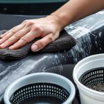 découvrez comment la technique des deux seaux avec grille permet d'éviter les rayures lors du lavage detailing, pour un nettoyage efficace et respectueux de la peinture de votre véhicule.