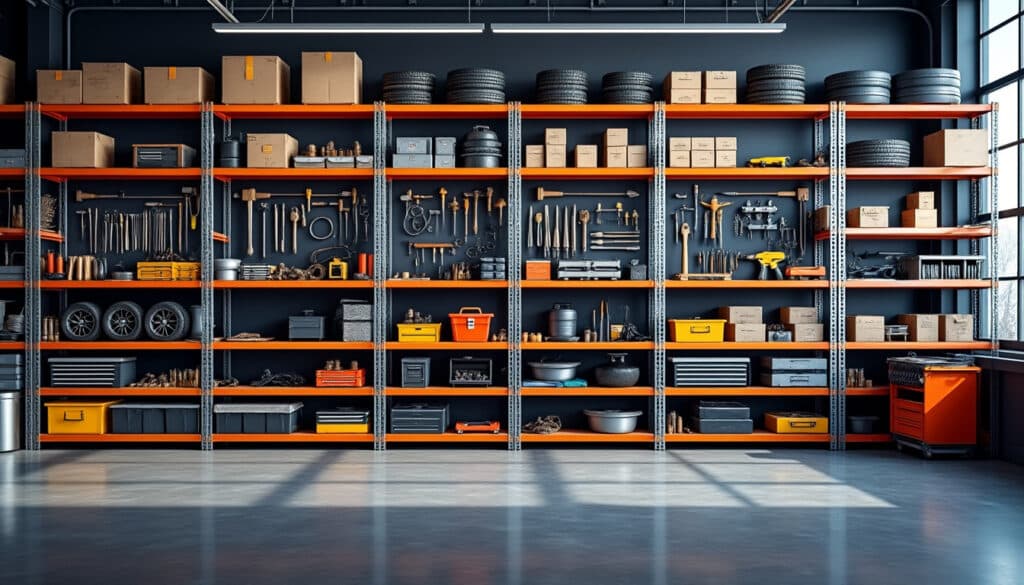 découvrez comment l'aménagement intérieur avec des étagères métalliques dédiées aux artisans révolutionne le rangement des accessoires automobiles, alliant organisation optimale et robustesse.