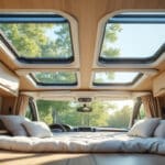 découvrez comment l'ouverture des lanterneaux crée un courant d'air frais pour rafraîchir efficacement votre camping-car en vanlife, améliorant ainsi votre confort lors de vos aventures.