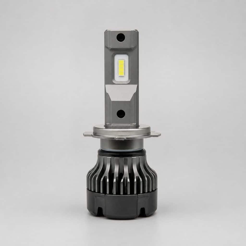 Ampoule H7 LED homologuée route présenté sur fond clair