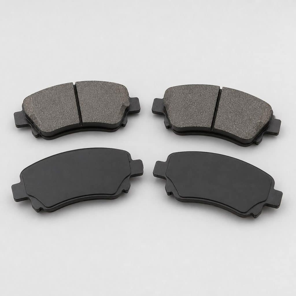 Plaquettes de frein compacte polyvalente présenté sur fond clair
