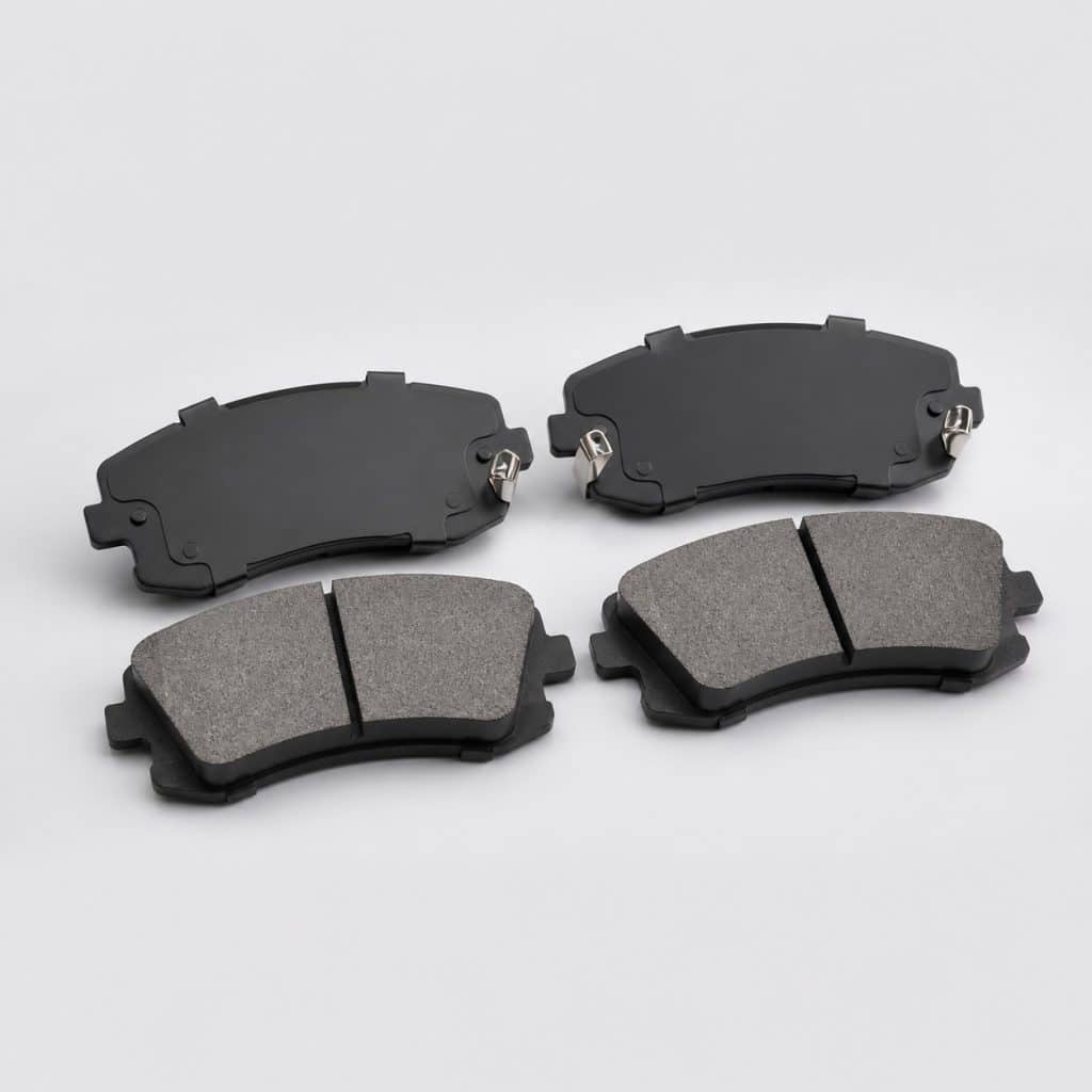Plaquettes de frein compactes premium présenté sur fond clair