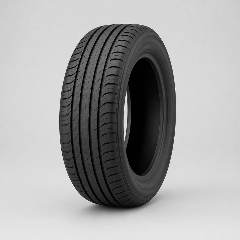 Pneu été 195/55 R16 présenté sur fond clair