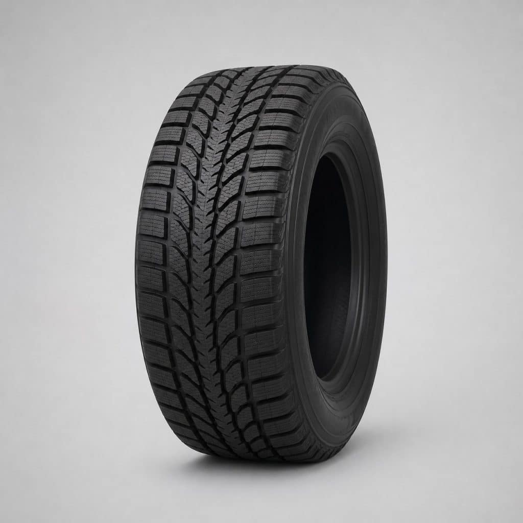 Pneu hiver 205/55 R16 présenté sur fond clair