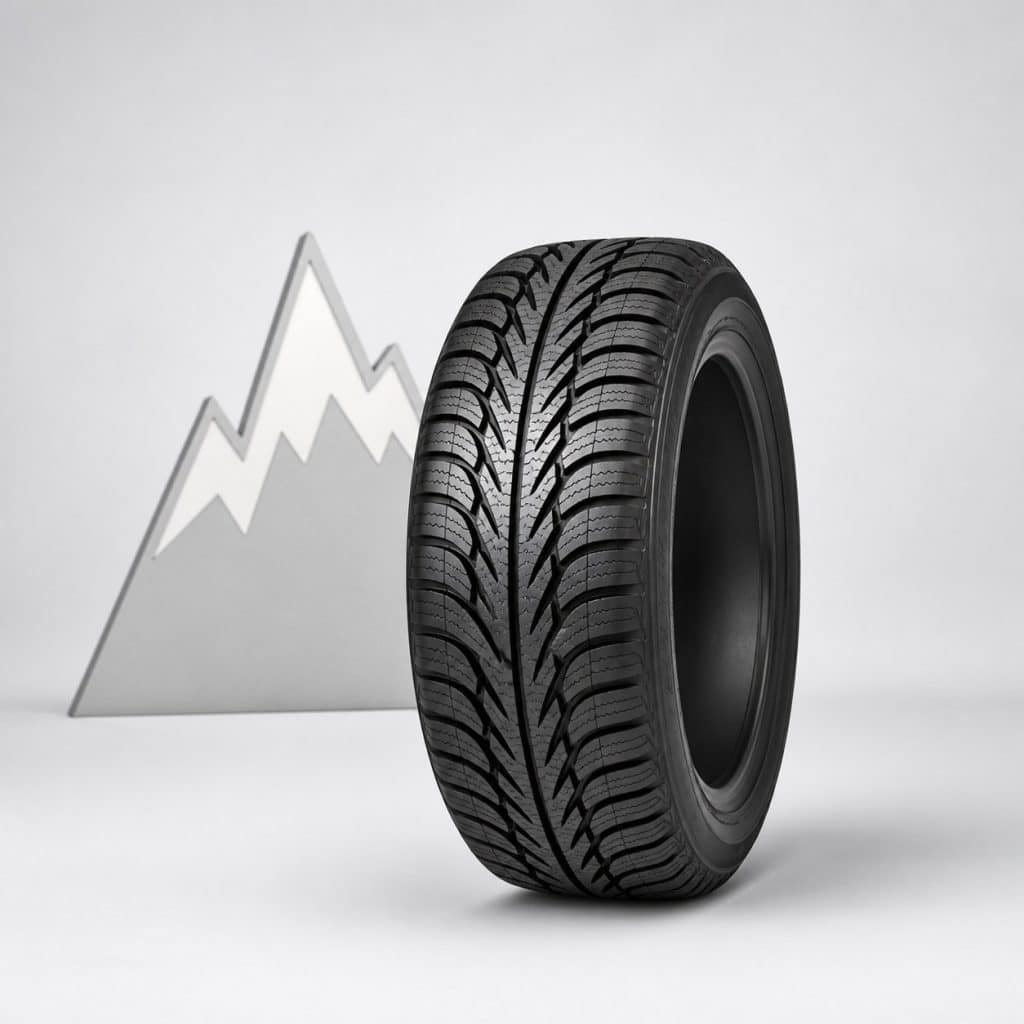 Pneu neige 185/65 R15 présenté sur fond clair