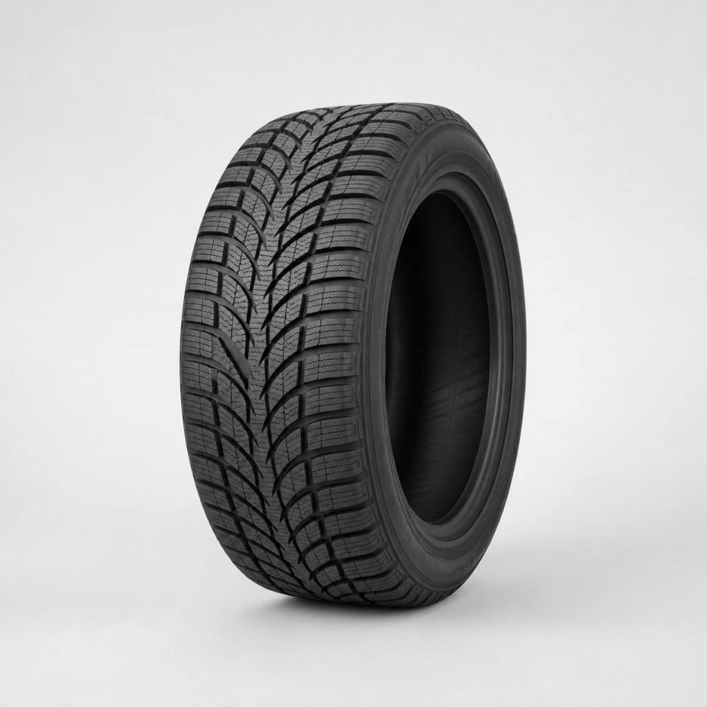 Pneu neige 205/55 R16 présenté sur fond clair